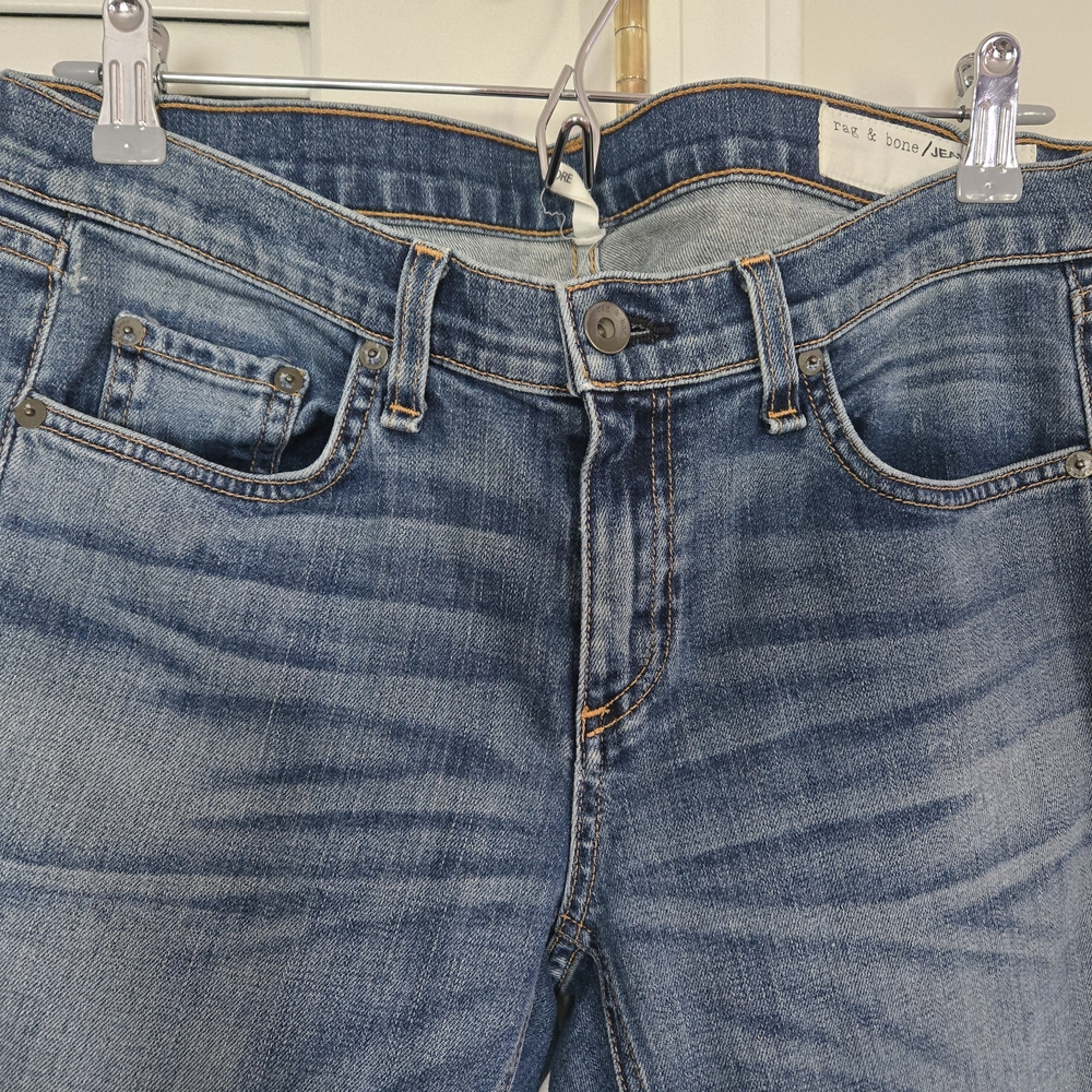 rag & bone Blue Skinny Jeans with Distressed Details